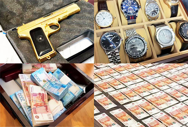 Золотой пистолет, пачки денег, дорогие часы: В КЧР за махинации с госсубсидиями задержаны высокопоставленные сотрудники МВД